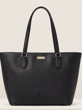 kate spade Black Saffiano Tote with Gold Plaque